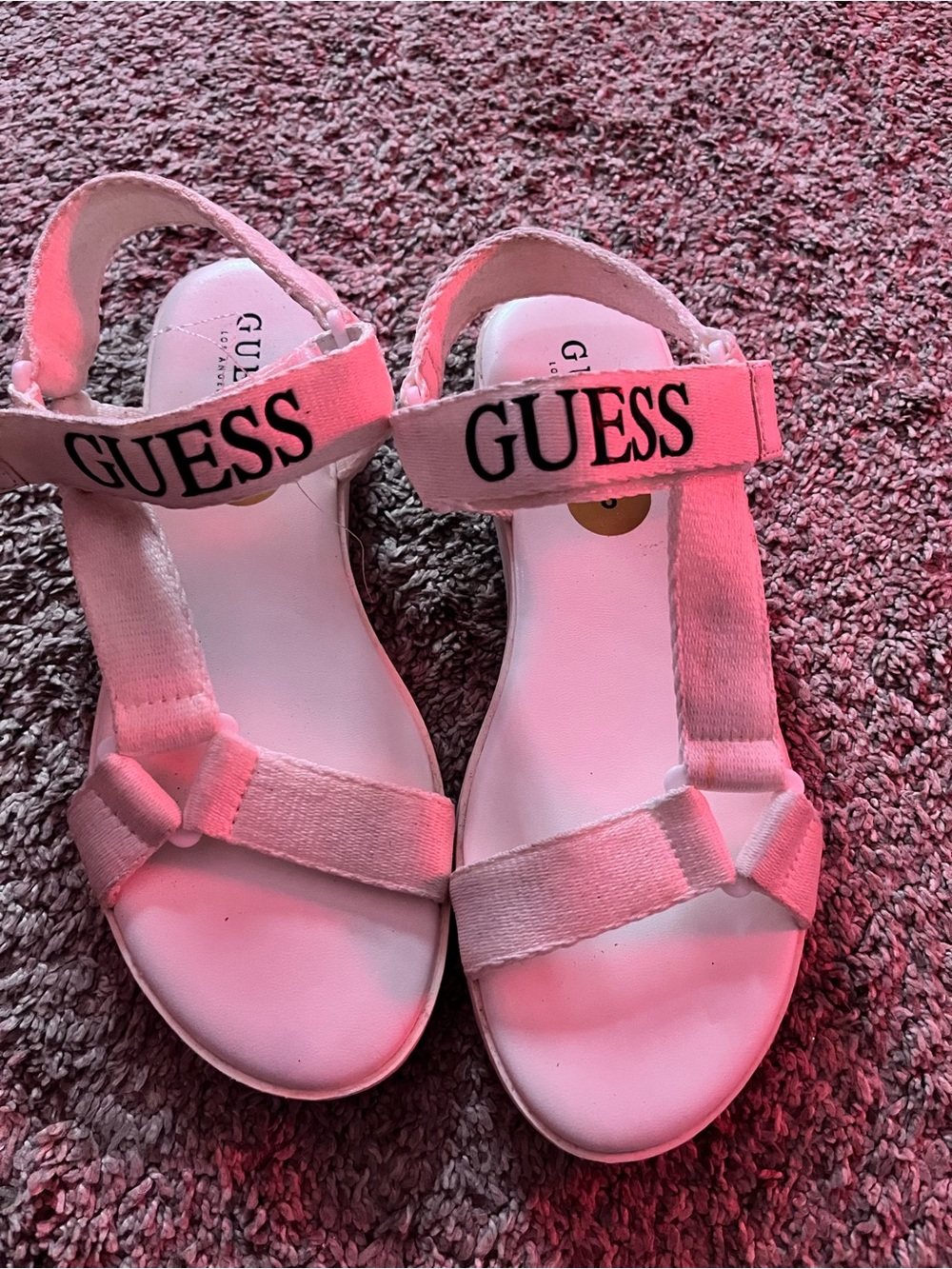 Guess White Canvas Logo Strap Sandals